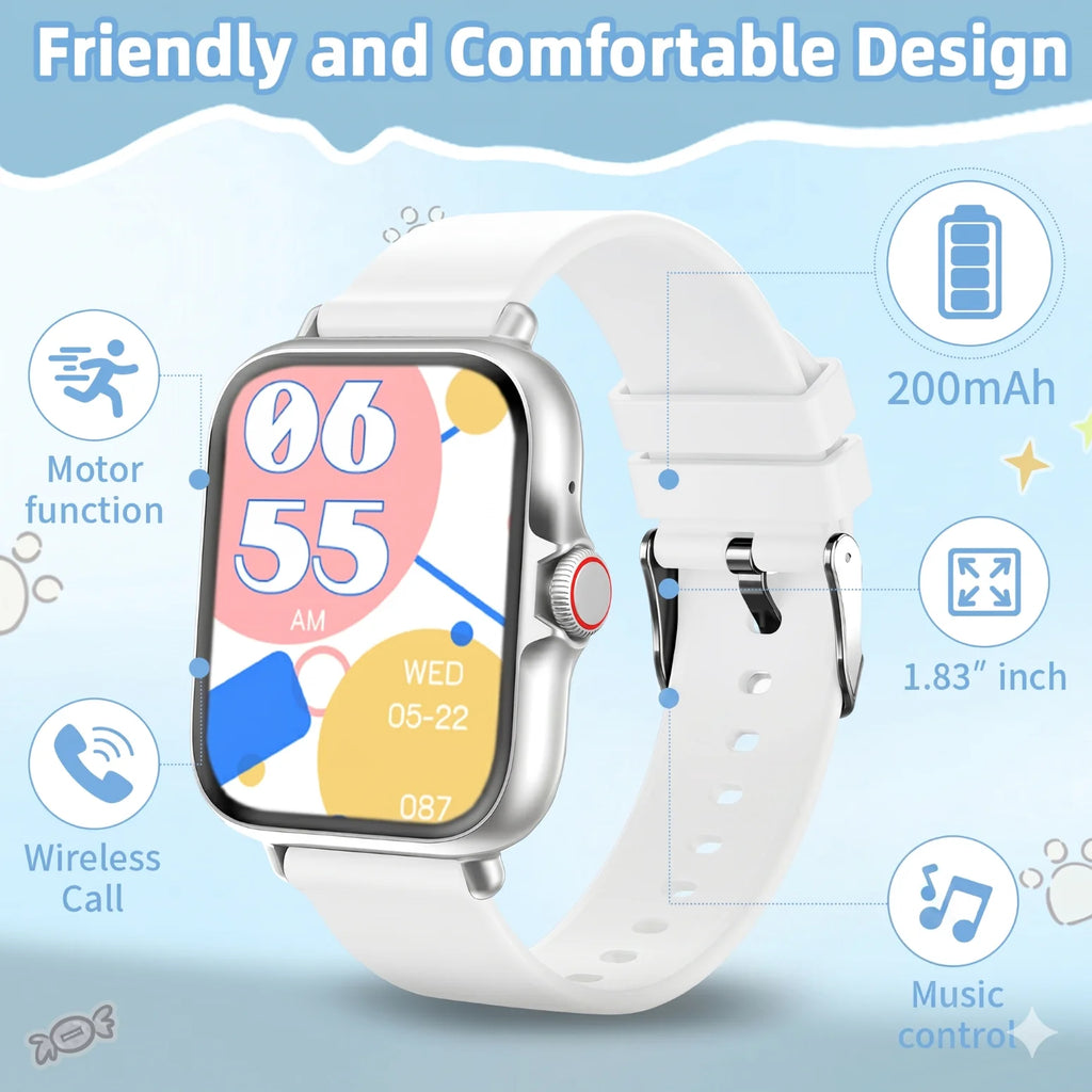Kids Smartwatch – 1.83" HD Touch Screen with Health Monitor, Games & SOS Features | AKT TECH