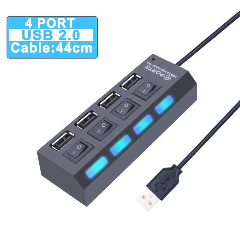 USB Hub 3.0 – 4 or 7 Port High-Speed Splitter with Individual Switches | AKT TECH