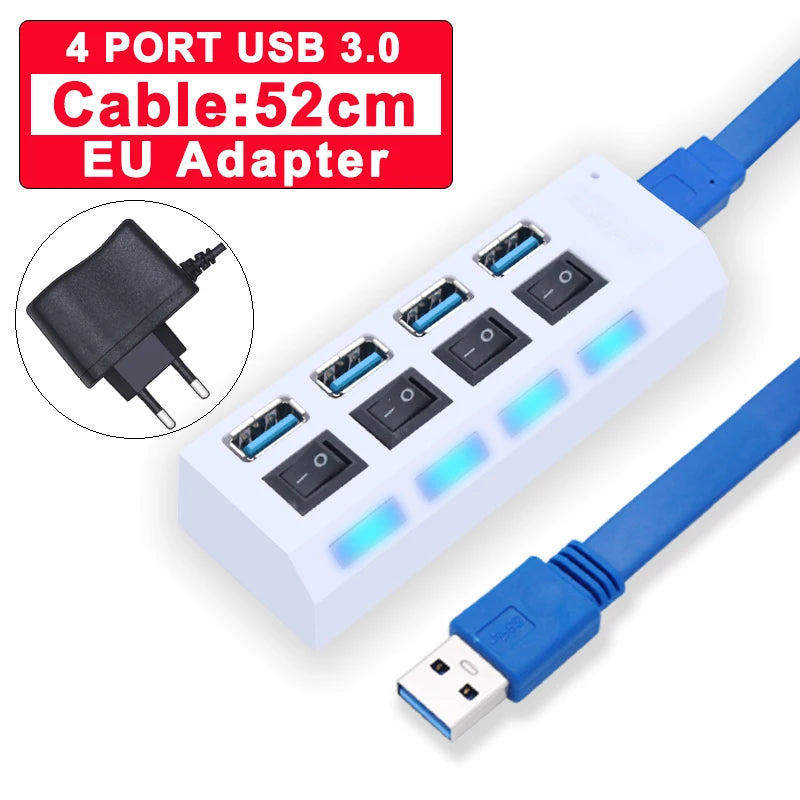 USB Hub 3.0 – 4 or 7 Port High-Speed Splitter with Individual Switches | AKT TECH