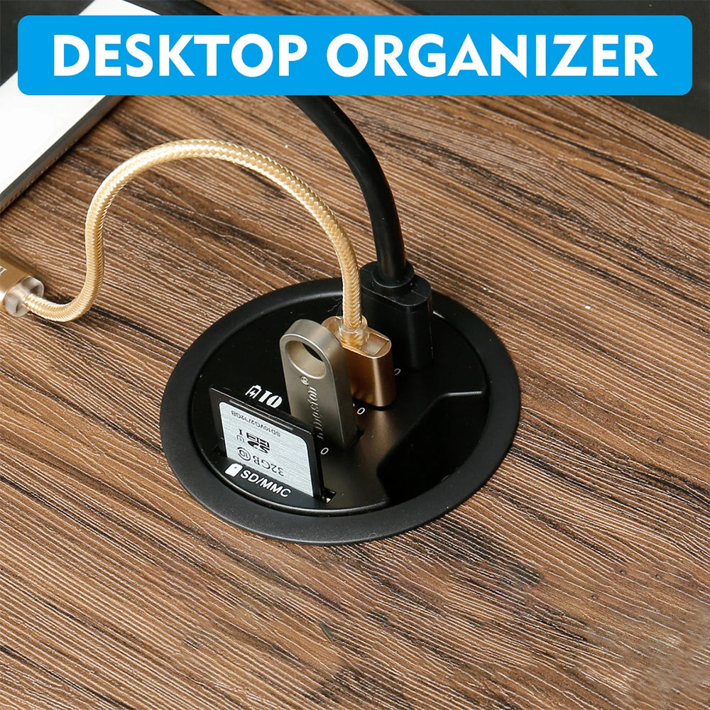 6-in-1 Desk Mount USB 3.0 Hub – SD/TF Card Reader, Headphone Jack & USB-C Port | AKT TECH