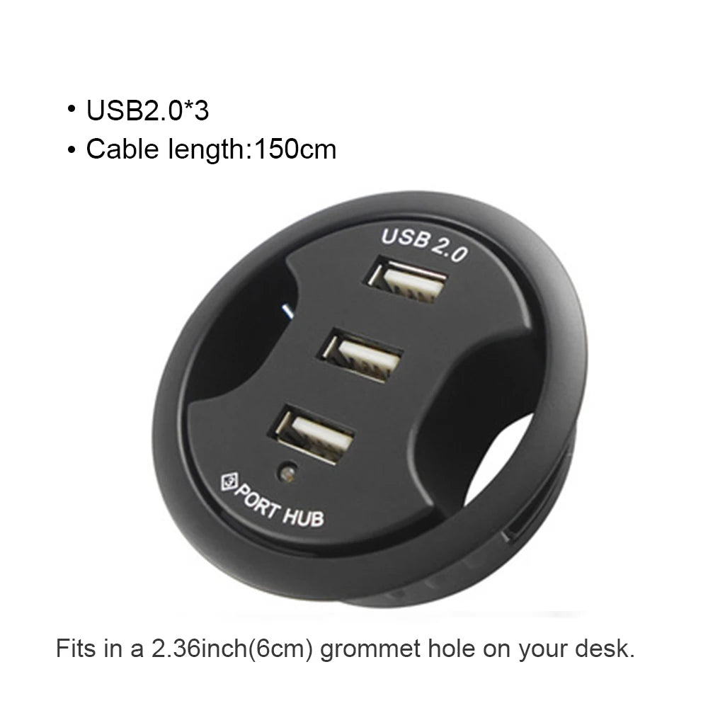 6-in-1 Desk Mount USB 3.0 Hub – SD/TF Card Reader, Headphone Jack & USB-C Port | AKT TECH