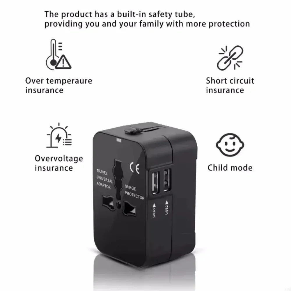Universal Travel Power Adapter with Dual USB Ports