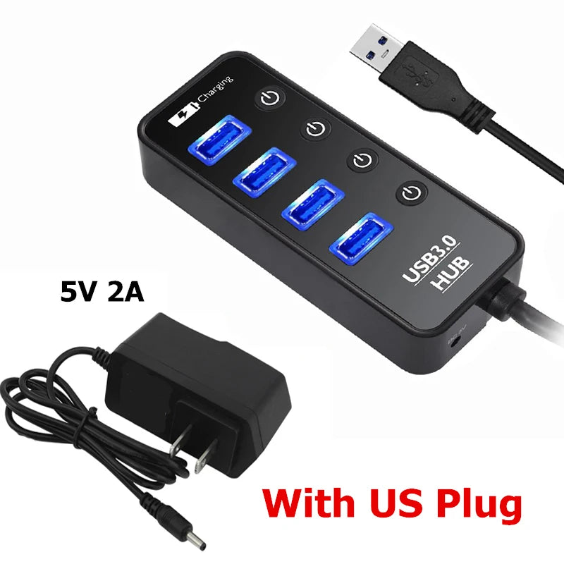 USB 3.0 Hub – 4-Port Powered Expander with Smart Charging Port | AKT TECH