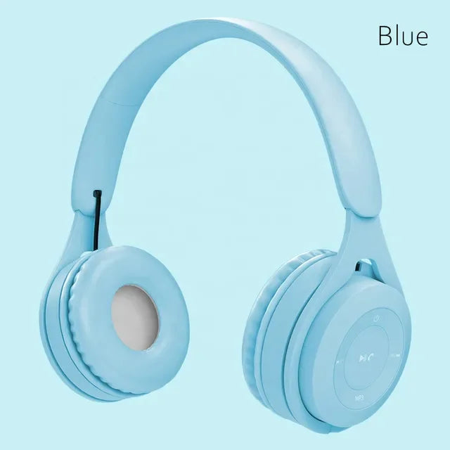 Kids Macaron Wireless Bluetooth Headphones – Stereo, Built-in Mic, Foldable | AKT TECH