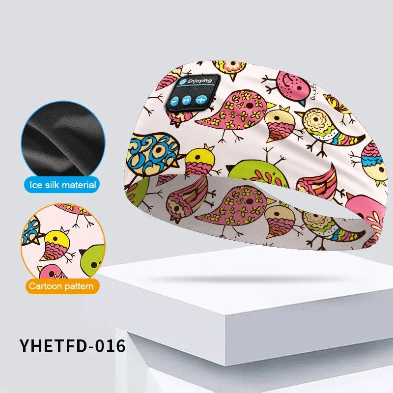 Kids Cartoon Bluetooth Headphones Headband Wireless Sports Music Headset Sleeping Head Band with HD Microphone for Boys&Girls