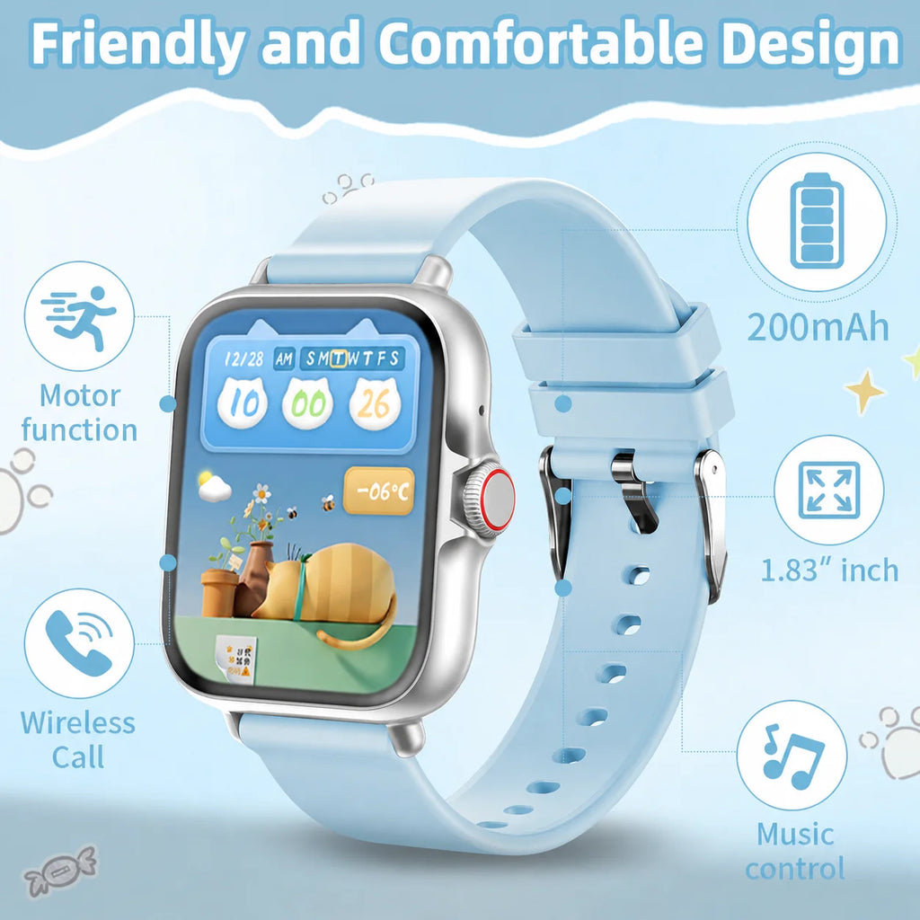 Kids Smartwatch – 1.83" HD Touch Screen with Health Monitor, Games & SOS Features | AKT TECH