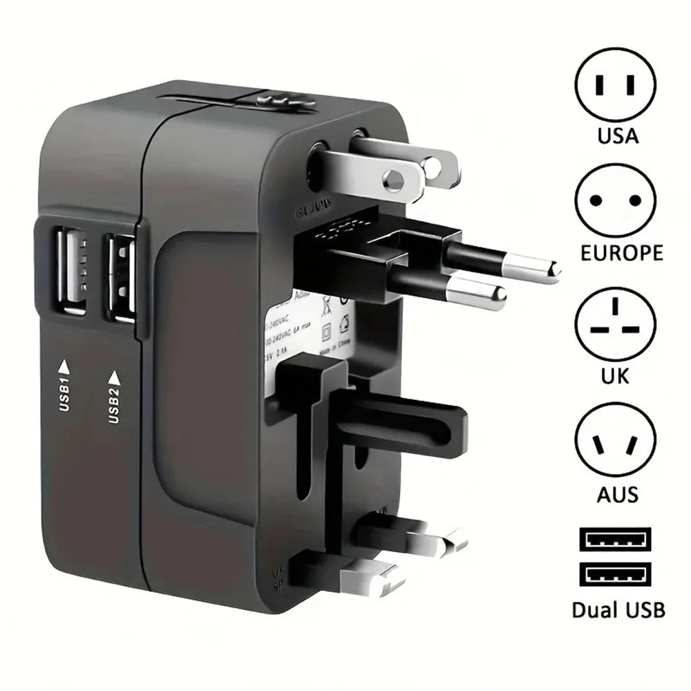 Universal Travel Power Adapter with Dual USB Ports