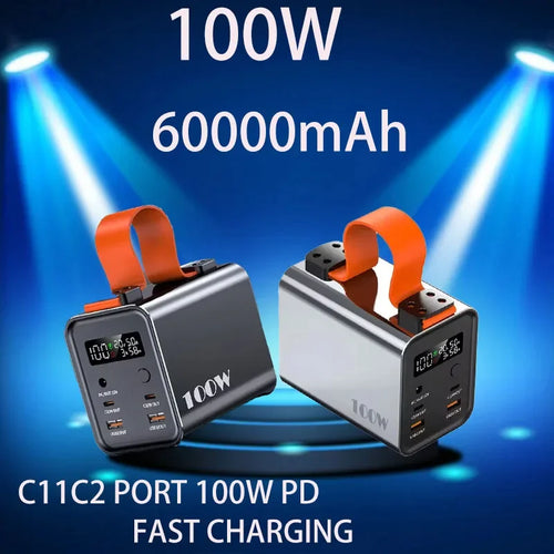 60000mAh 100W Portable Power Bank – USB-C PD Fast Charge for Laptop & Phone