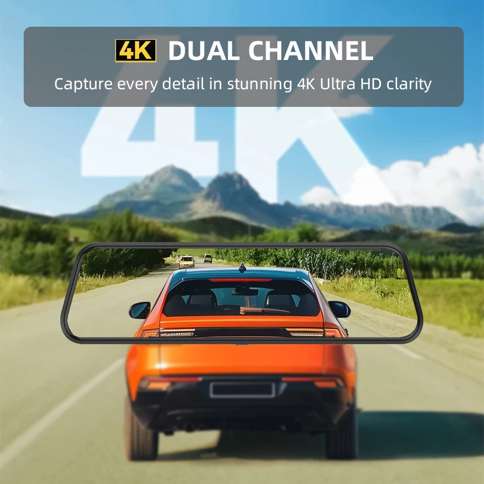 4K WiFi Dash Cam with CarPlay, Android Auto & GPS – 12" Touch Screen Night Vision | AKT TECH
