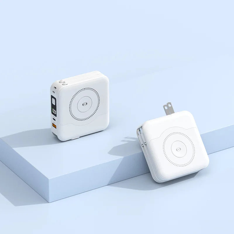 10000mAh MagSafe Power Bank with Built-in Cable & Wall Charger – 22.5W Fast Charge | AKT TECH