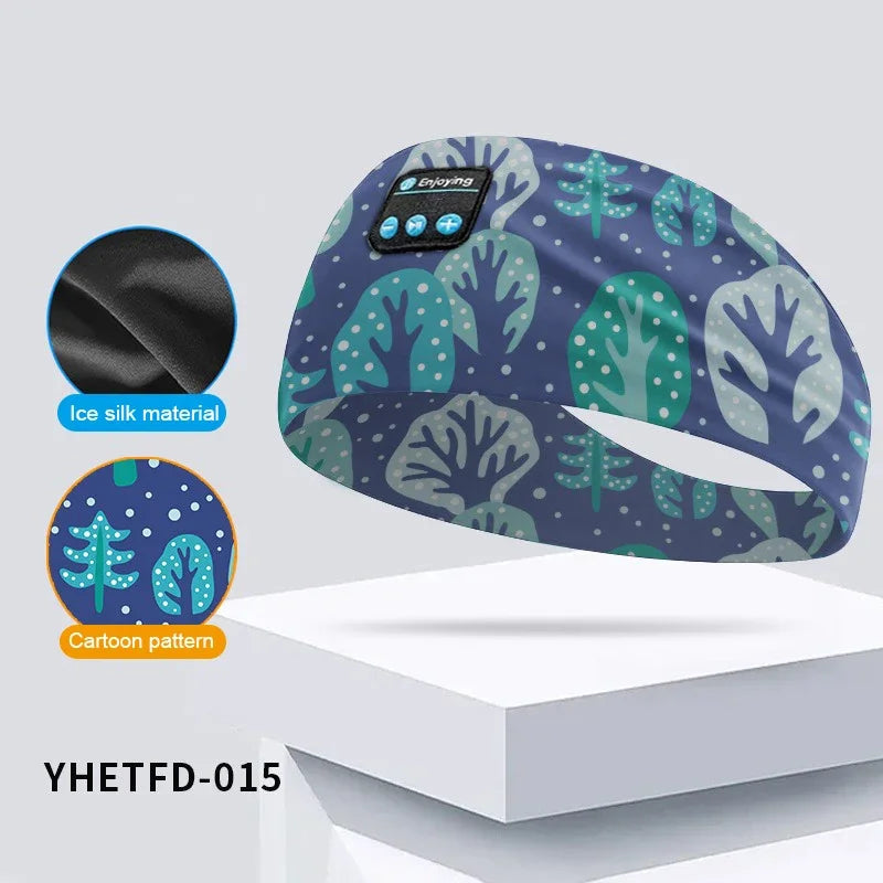 Kids Cartoon Bluetooth Headphones Headband Wireless Sports Music Headset Sleeping Head Band with HD Microphone for Boys&Girls
