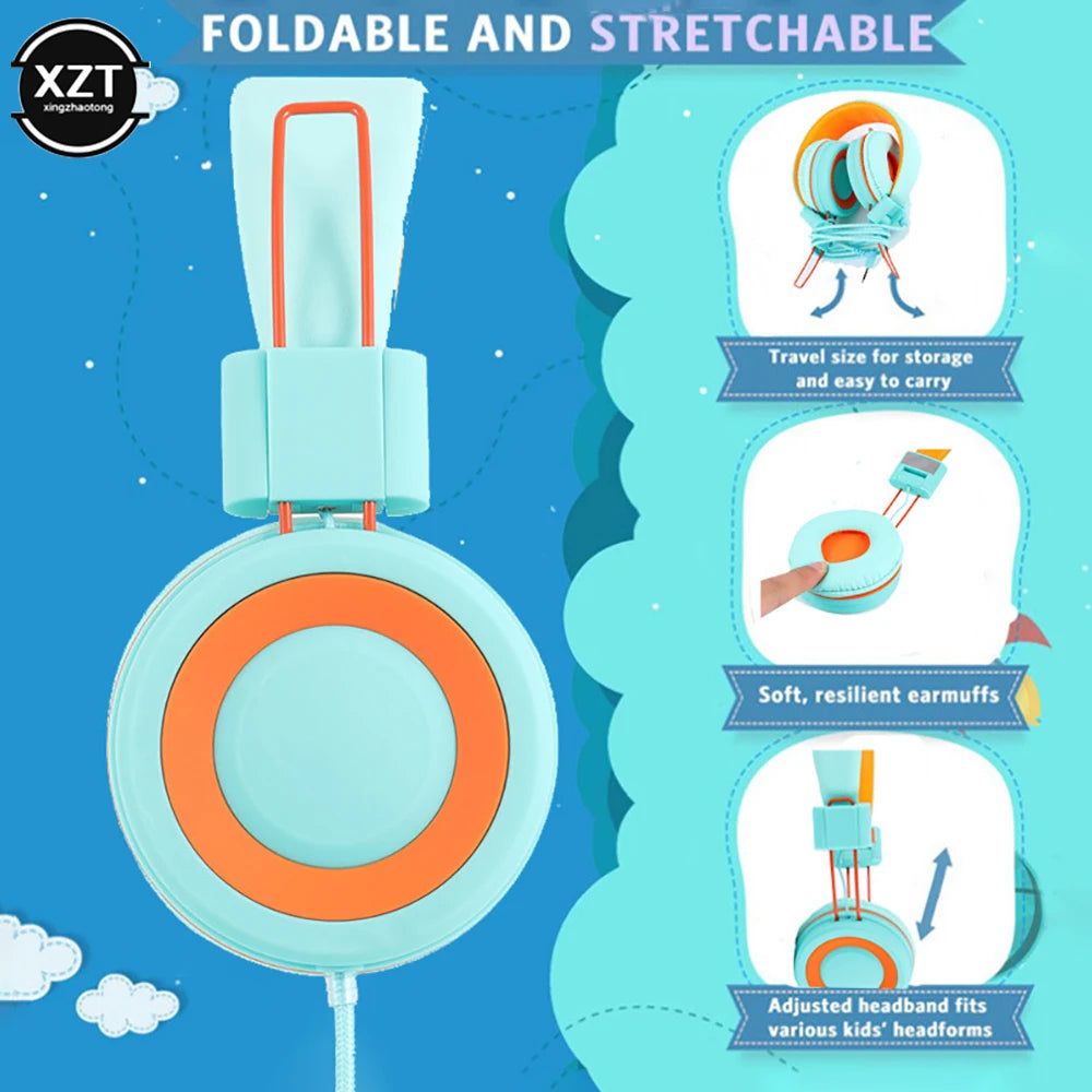 Kids Wired Headphones with Mic – Foldable, Volume-Safe, 3.5mm | AKT TECH